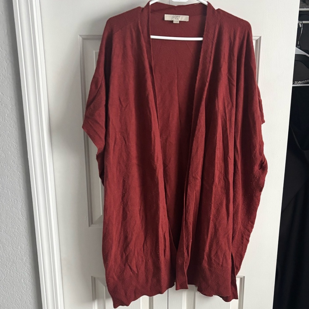 Loft Burnt Orange Sleeveless Cardigan Size 16/18